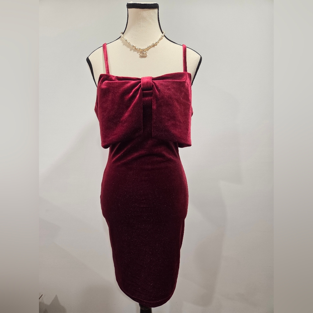 Wine Velvet Bow Dress 🎀 | Holiday Party, Christmas, NYE, Cocktail | NWT S